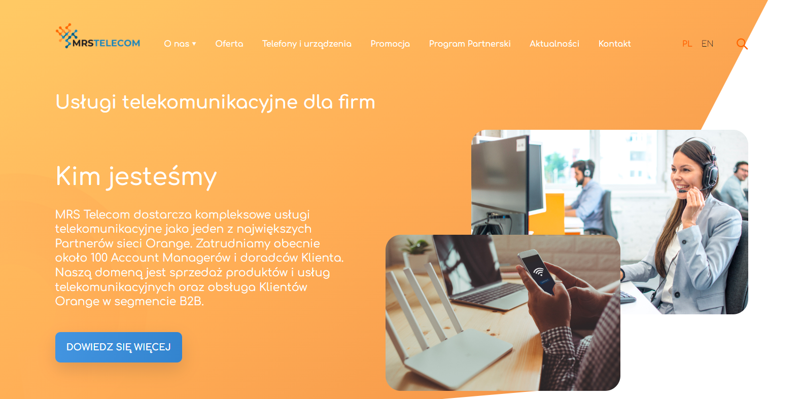 MRS TELECOM — wdrożenie systemu do zarządzania firmą oraz stworzenie strony internetowej dla partnera Orange